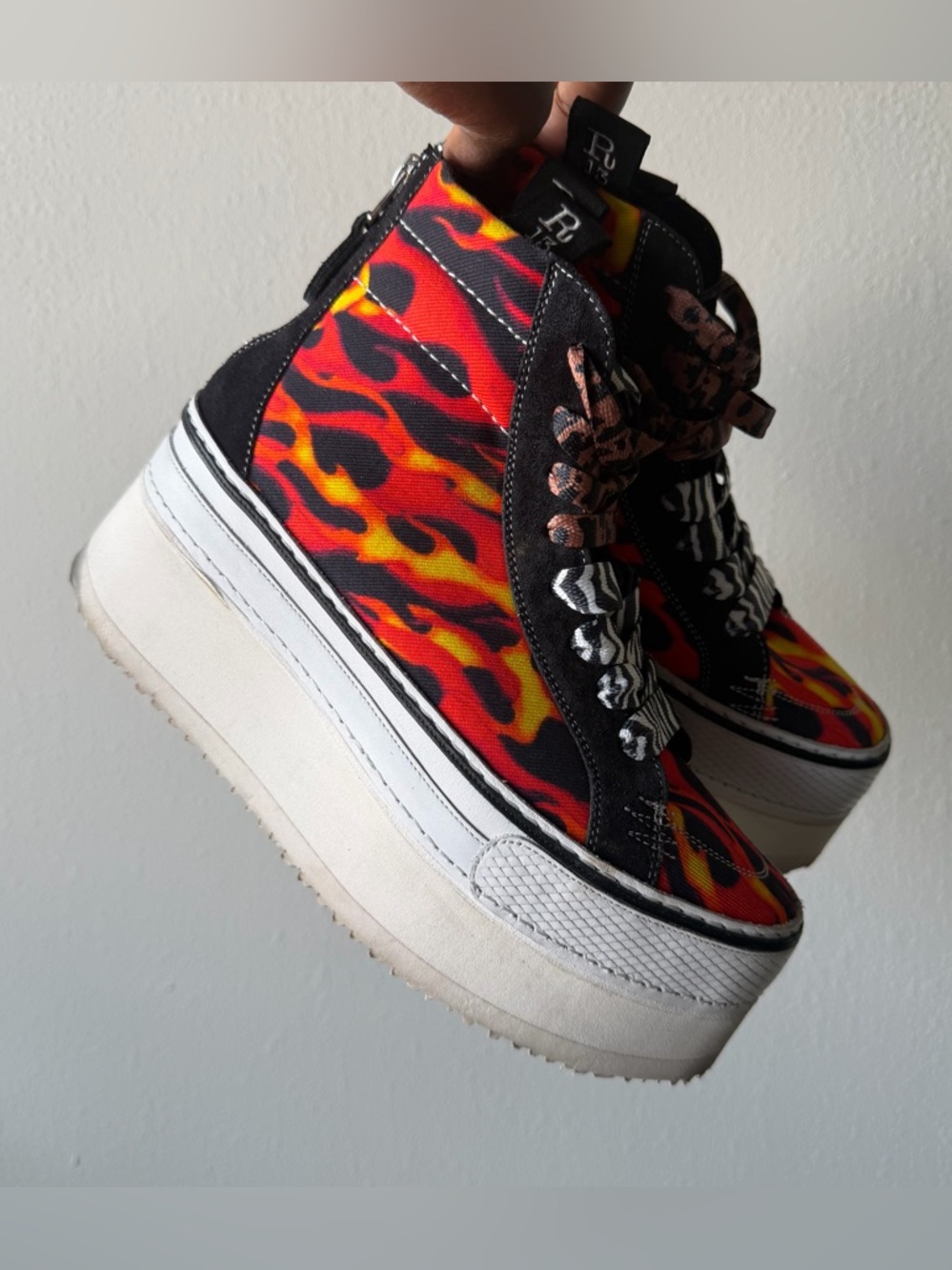 R13 Double stack Flame Platform Sneakers Goth Emo Punk style- euro 37 size 7